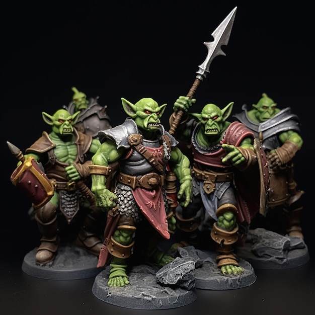 A group of goblin toy figures