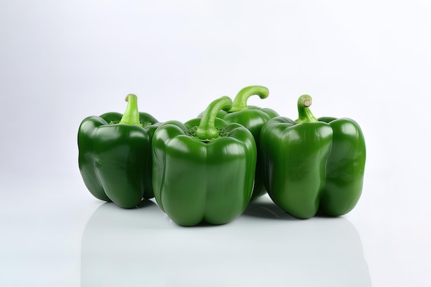 a group of green bell pepper isolated on white background