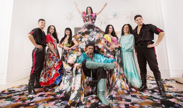 Group of Gypsies speaking at a Gypsy dance show. photo with copy space