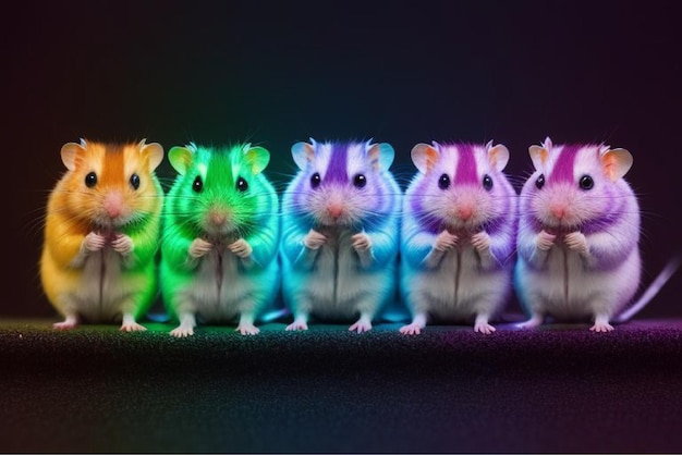 Photo a group of hamsters are lined up in a row