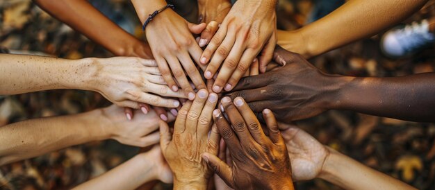 a group of hands that are holding together