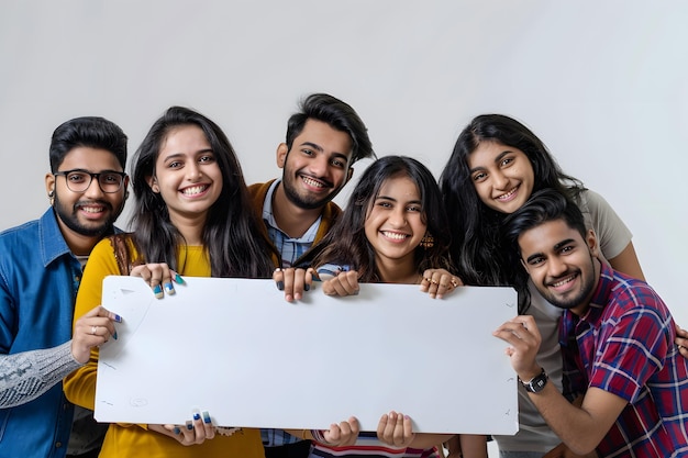 A group of happy Indian young people posing