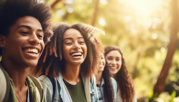 Group of happy students in the park black history month