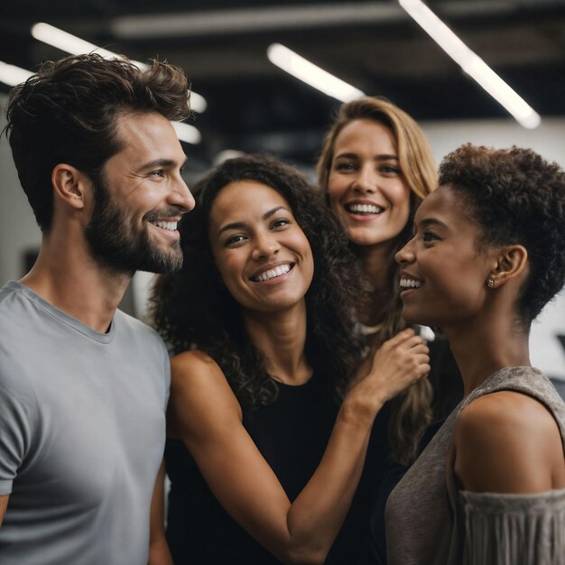 group of happy working people at the office generative AI