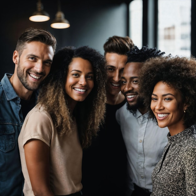 group of happy working people at the office generative AI