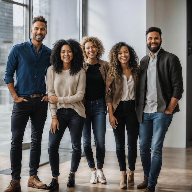 group of happy working people at the office generative AI