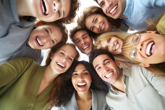 Group of happy young people in circle