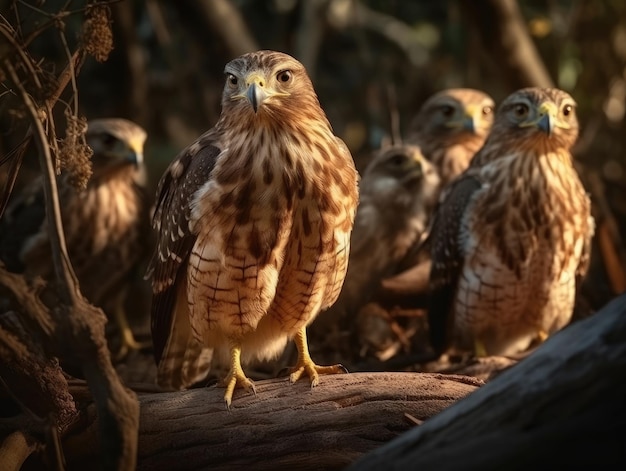 Group of Hawk in natural habitat generative AI