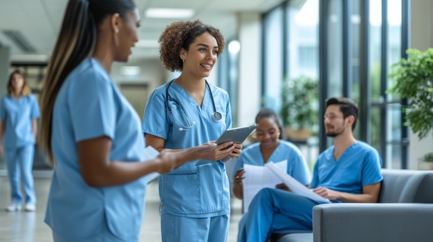 Photo group of healthcare professionals are having a discussion