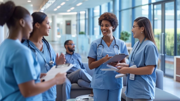 Photo group of healthcare professionals are having a discussion