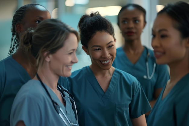 Photo group of healthcare workers standing together as a team