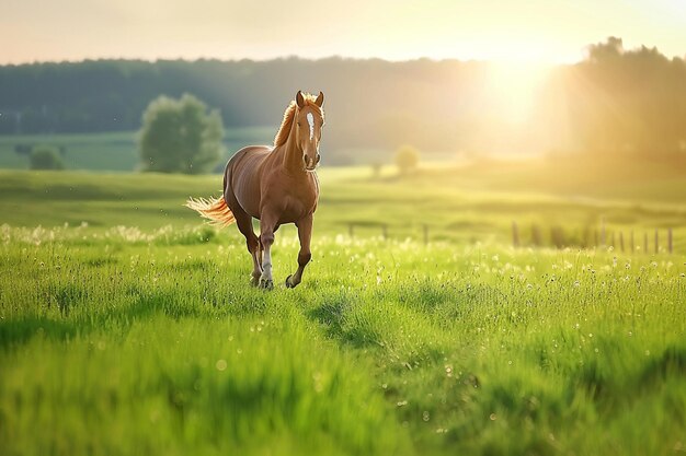 Photo a a group of horses galloping in a field