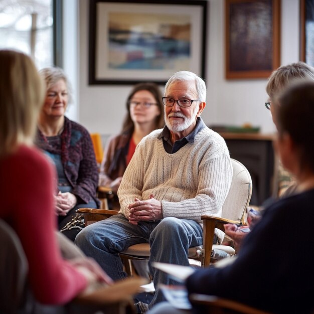 Photo a group of individuals participating in a support group with a focus on shared hobbies or interests