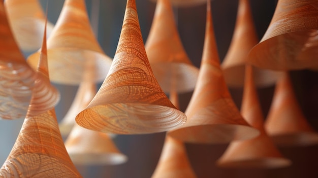 Photo a group of inflated cones seemingly suspended in midair with their smooth texture catching the light