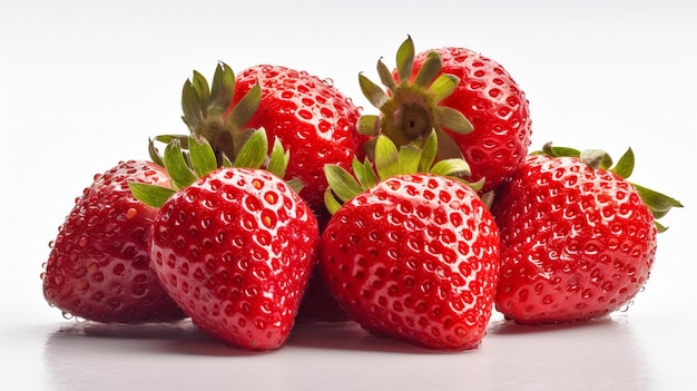 group of juicy strawberry with half sliced isolated