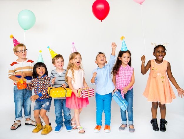 Group of kids celebrate birthday party together