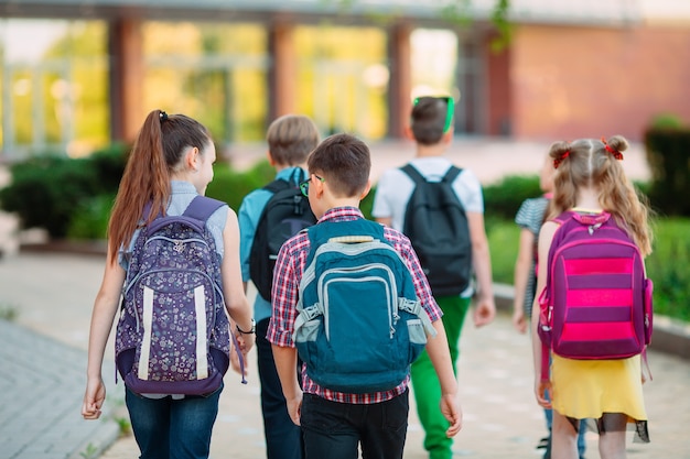 Group of kids going to school together.