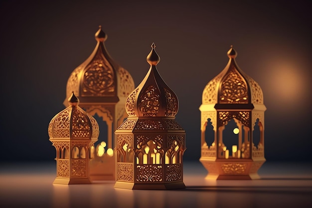 A group of lanterns with the words eid al fitr on the top