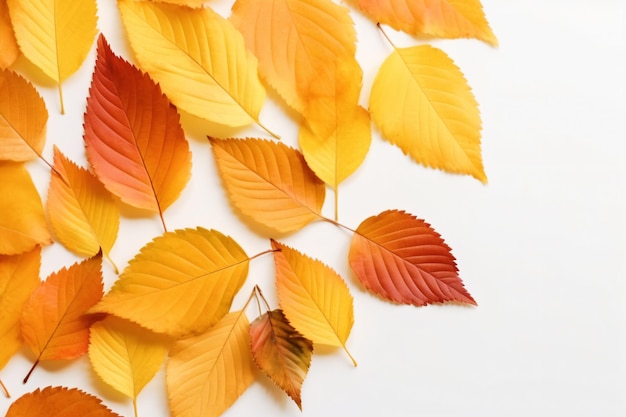 a group of leaves on a white surface