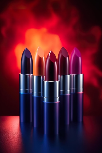 A group of lipsticks sitting on top of a table Generative AI image