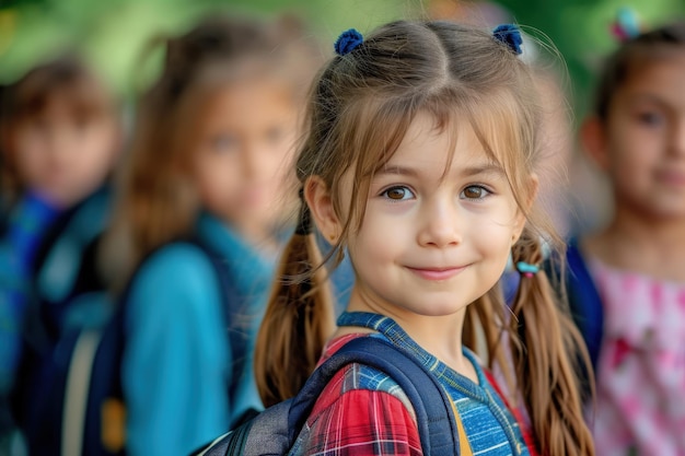 Group of Little Girls Standing Together