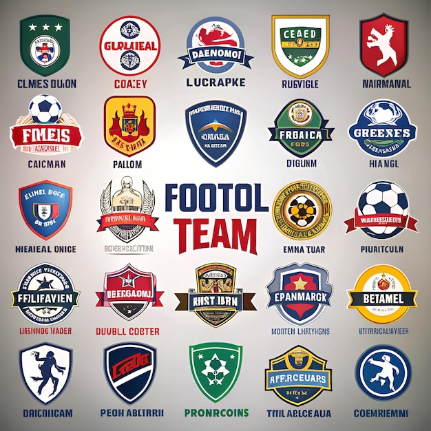 Photo a group of logos including football team football and sports