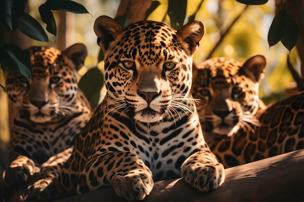 group of majestic african jaguar colony wildlife photography