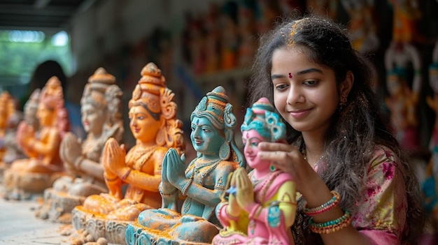 group making ecofriendly idols for Navratri