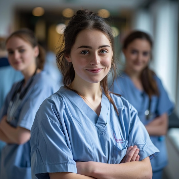 Group of Medical Workers Standing in Line Healthcare Team Unity and Professionalism in Medical