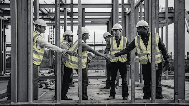 a group of men are holding hands in a building that says quot the word quot on it