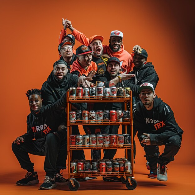 a group of men posing for a photo with the word ny on it