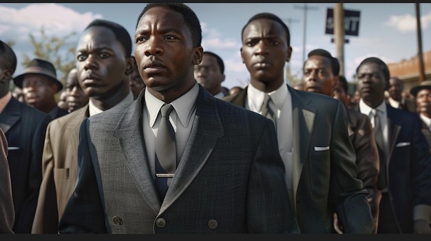 Photo a group of men in suits are standing in front of a sign that says quot no quot