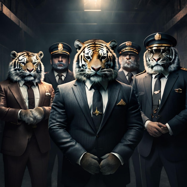 a group of men wearing suits with the word tiger on them