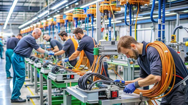 Photo a group of men working on a machine that has the word power on it