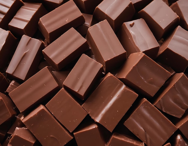 Photo group of milk chocolate tasty candies background created with generative ai