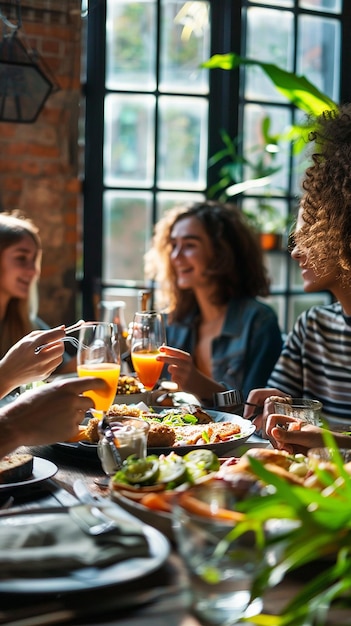 A Group of MixedGender Friends Enjoying a Meal