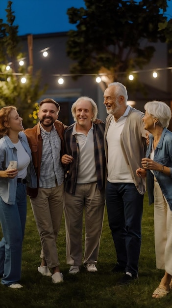 Group of Multicultural Diverse Friends and Relatives Having Fun and Dancing Together at an Evening