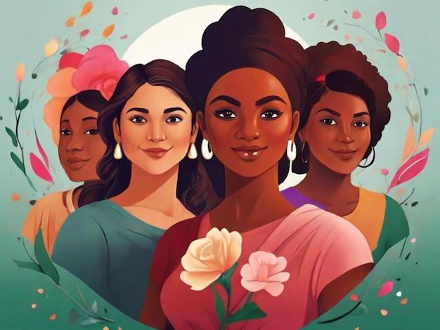 A group of Multiethnic women illustration