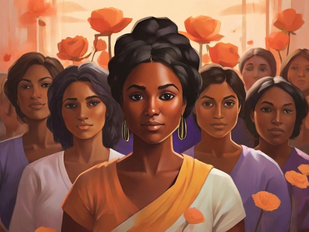 A group of Multiethnic women illustration