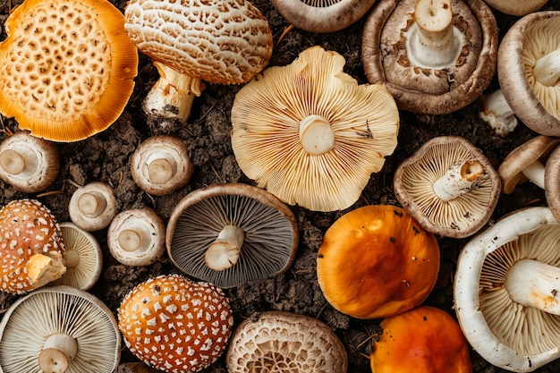 A group of mushrooms are shown on the ground