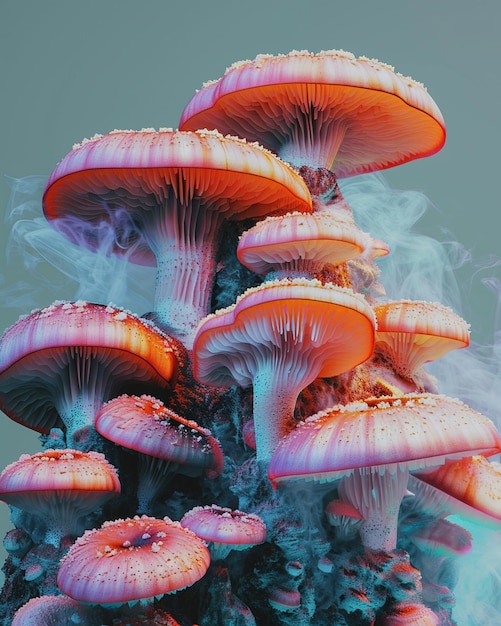 a group of mushrooms that are called pink and purple