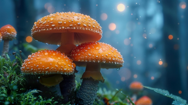 a group of mushrooms that are on a tree