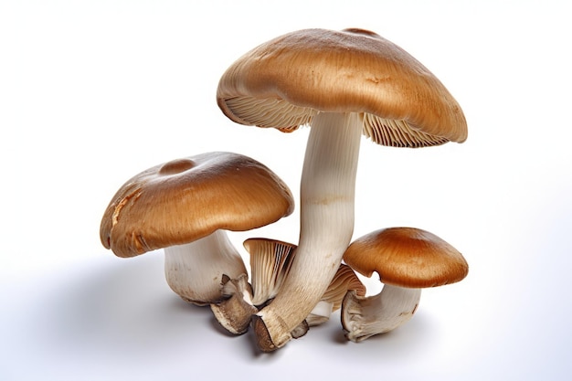 A group of mushrooms on a white background generative AI