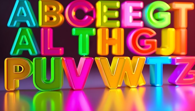 Photo a group of neon letters that say g