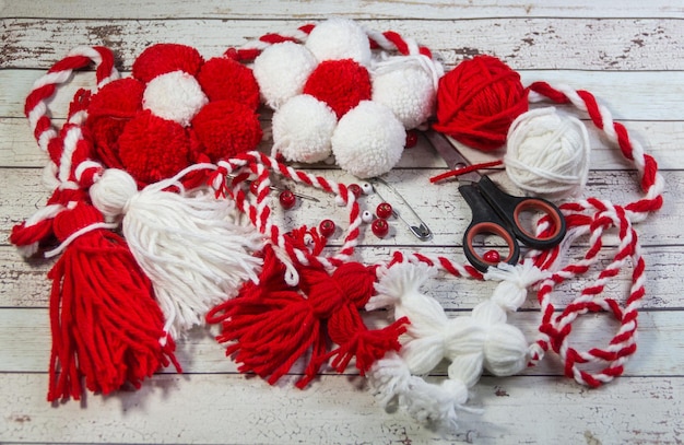 Group of objects for the craftsmanship of the martisor