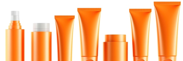 A group of orange bottles with the word " spa " on the top.