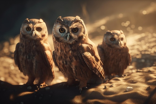 A group of owls with the word owl on the front