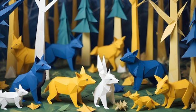 a group of paper animals with one that has the number 3 on it