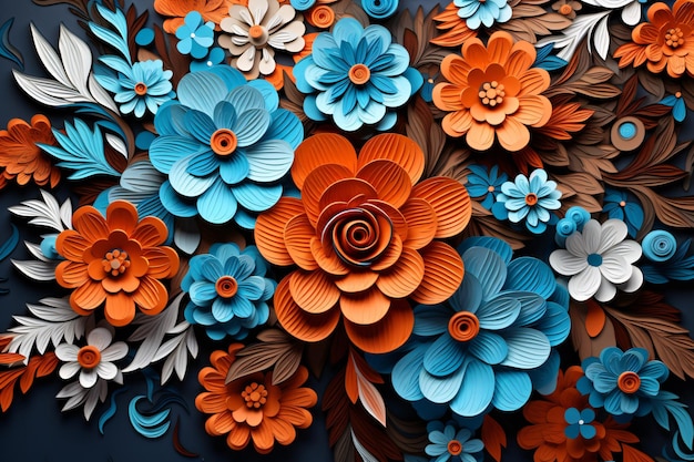 a group of paper flowers