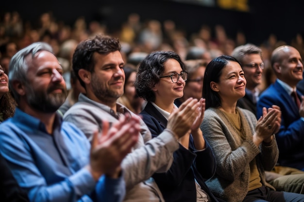 Group of people applauding together in business meeting and business team clapping